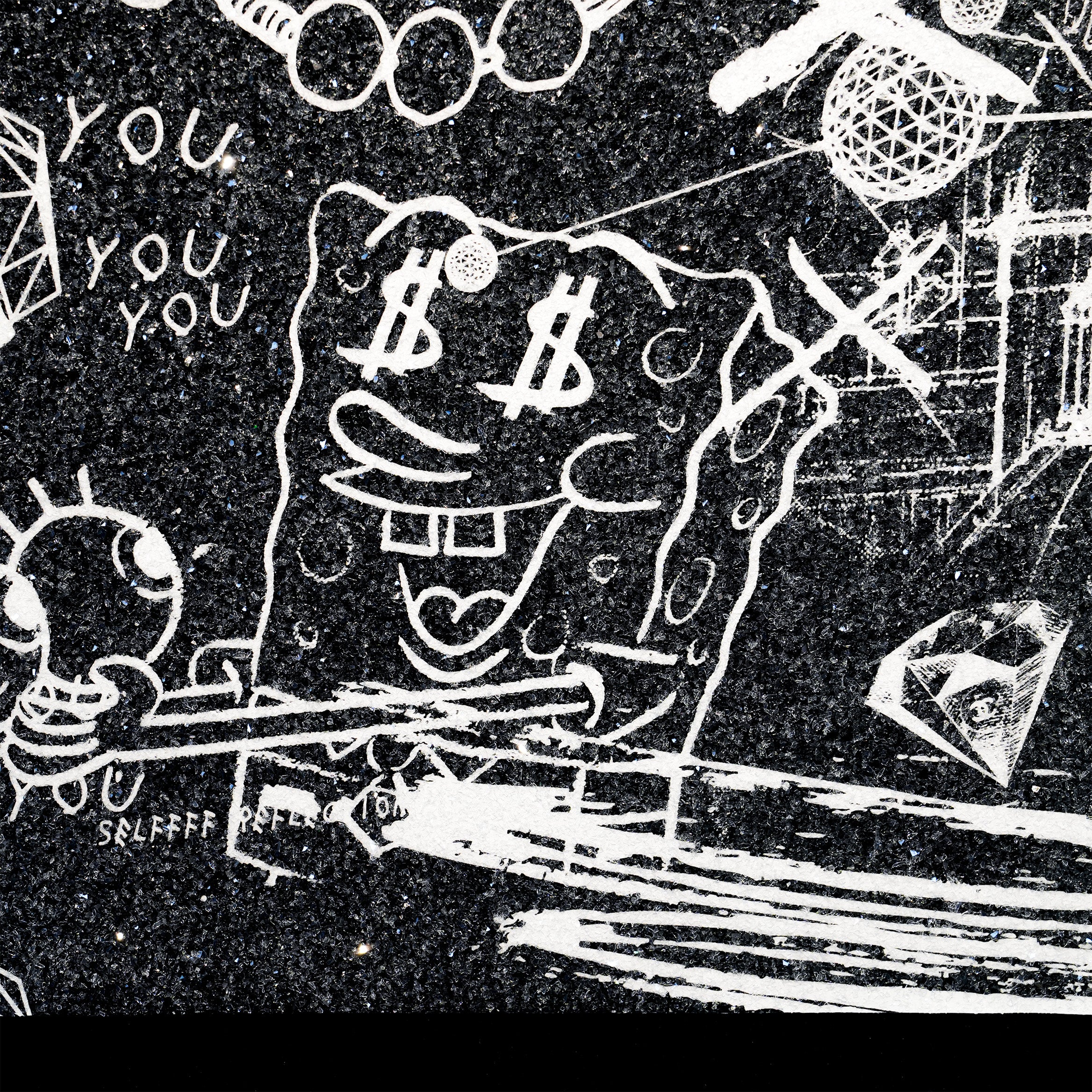 Love Over Diamonds (black/white, diamond dust) - large - Image 4