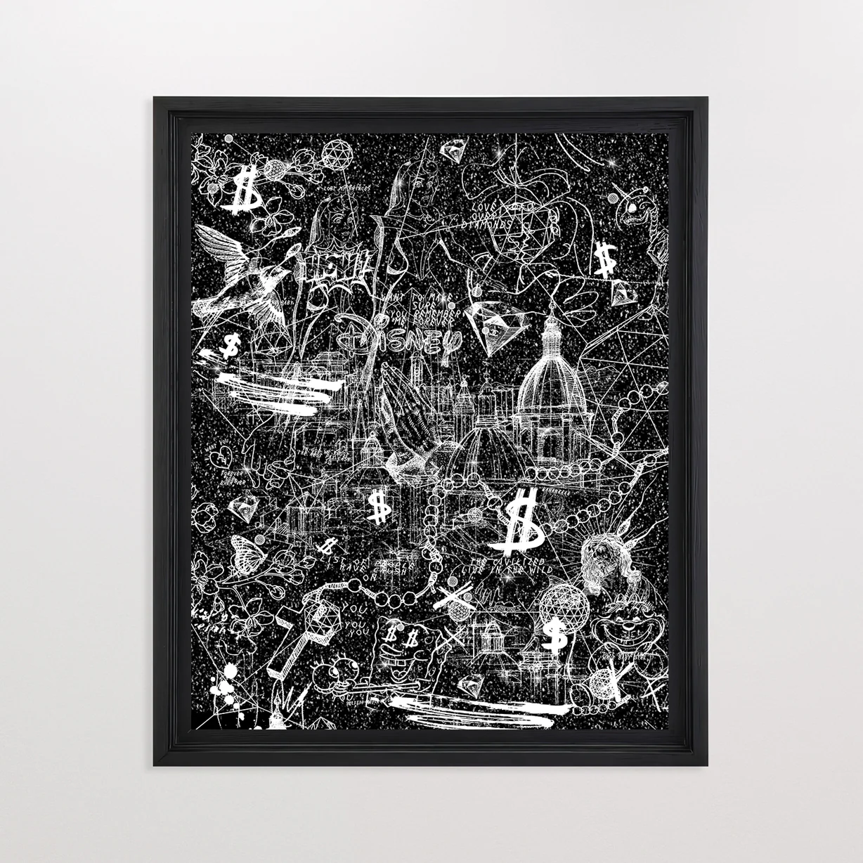 Love Over Diamonds (black/white, diamond dust) - small