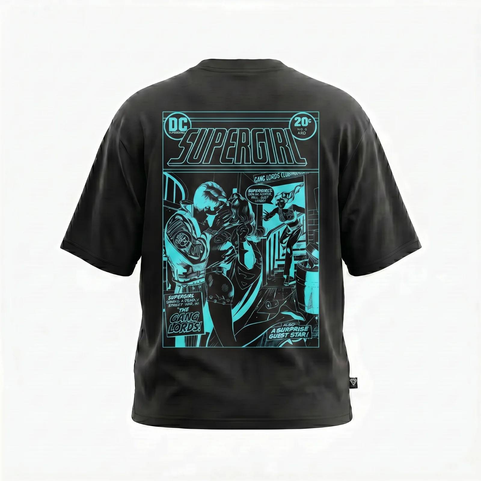 Supergirl Kiss (Superman x Joseph Klibansky) T-Shirt Black - Image 2